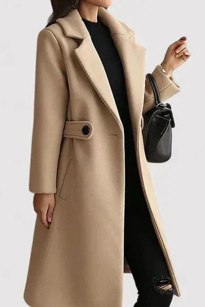 Solvane | Women's Belted Longline Winter Coat - Camel - Image 2
