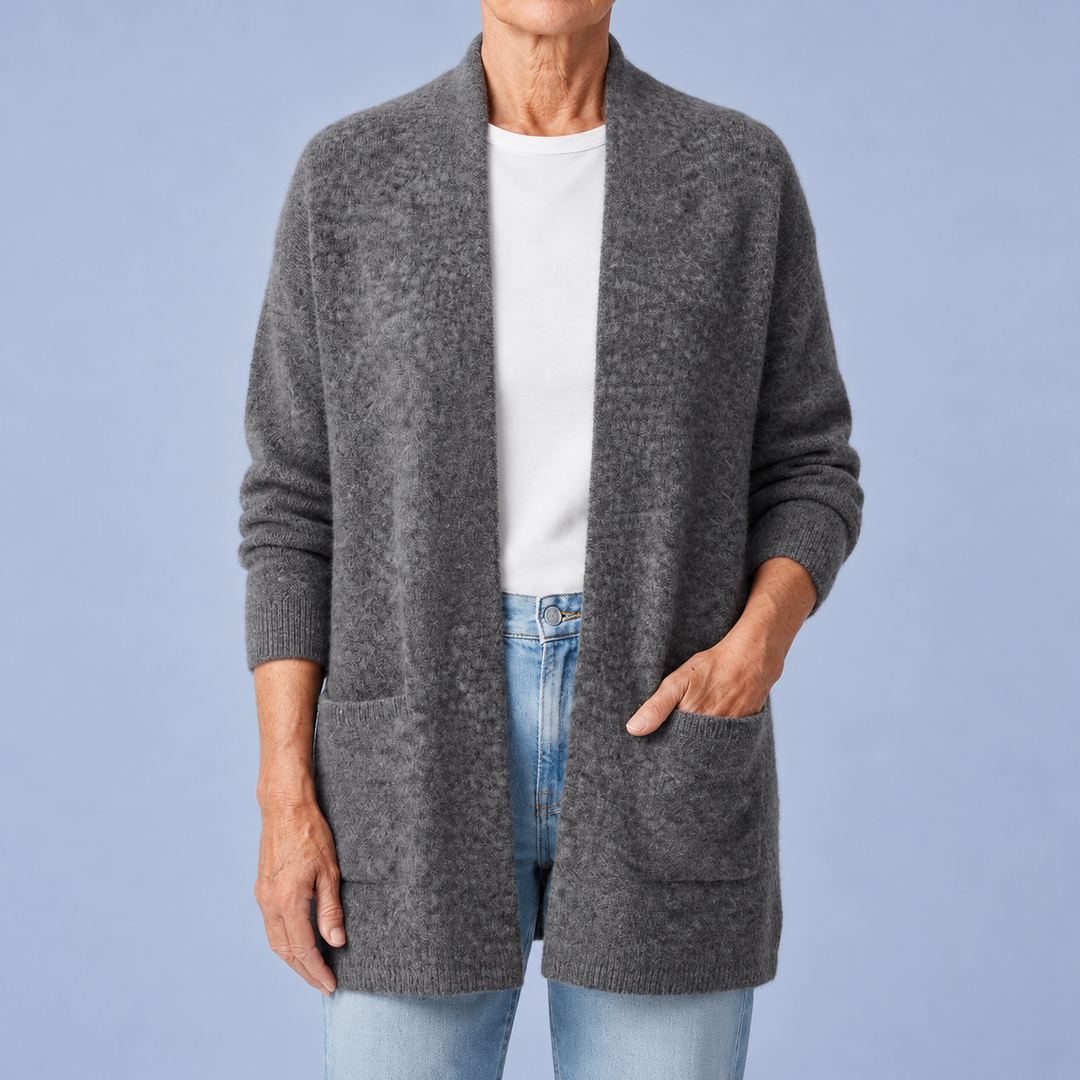 Telvessa | Women's Open Front Cardigan Sweater - Grey - Image 1