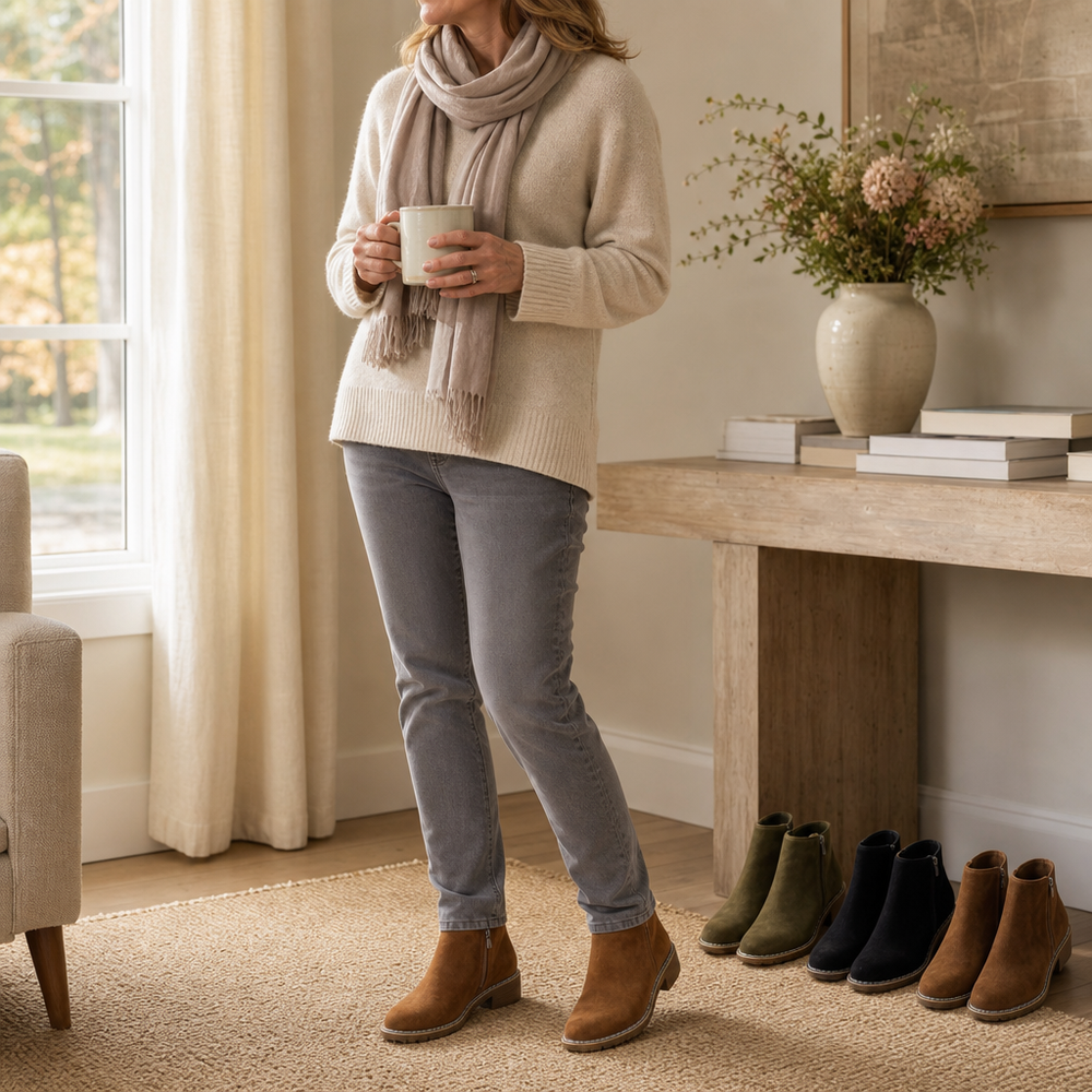 Thalvenne | Women's Winter Ankle Boots Suede - Camel - Image 2