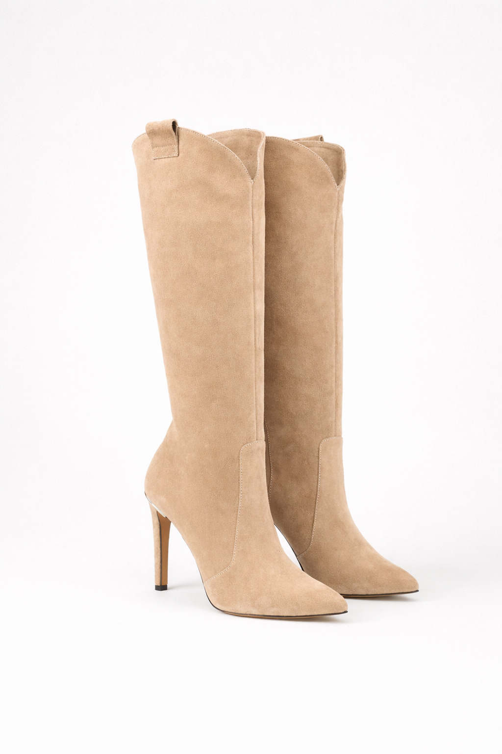 Thessvaine | Women's Knee High Boots Stiletto - Beige - Image 1