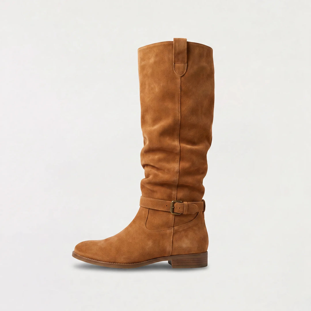 Thessvorn | Women's Knee High Slouch Boots - Camel - Image 1
