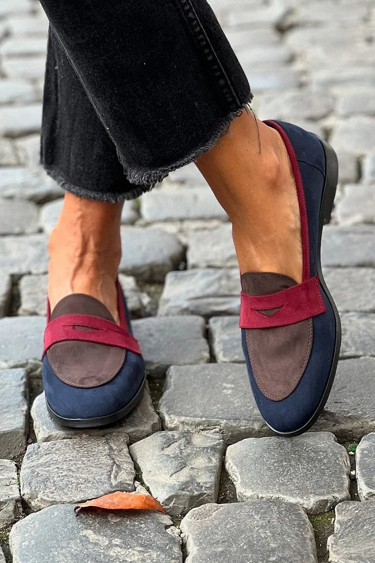 Thesswyn | Women's Color Block Penny Loafer Flats - Image 1