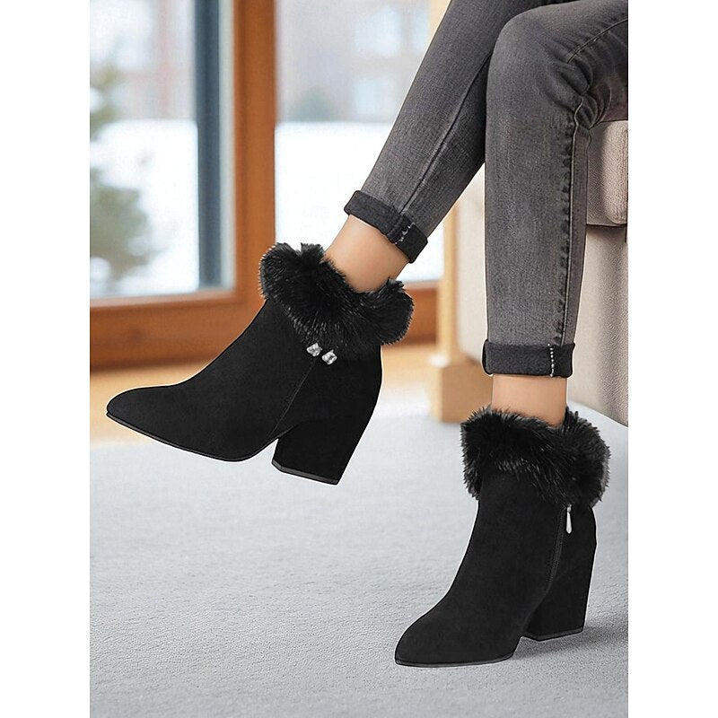 Thesswyn | Women's Fur-Trim Ankle Boots - Brown - Image 2