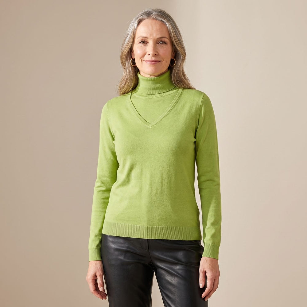 Threnova | Women's Turtleneck Knit Sweater Long Sleeve - Image 2