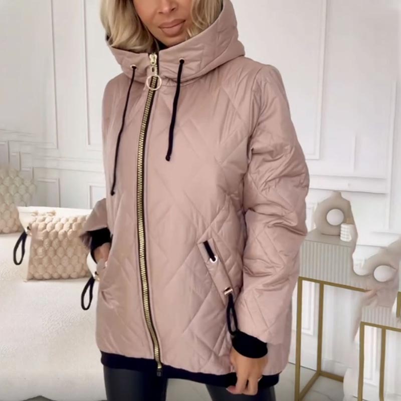 Threnwick | Women's Quilted Hooded Jacket - Pink - Image 1