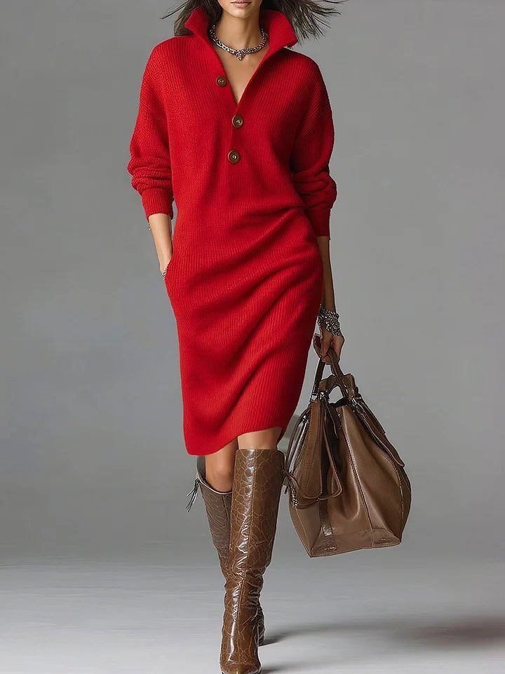 Tresswyn | Women's Ribbed Knit Sweater Dress - Yellow - Image 2