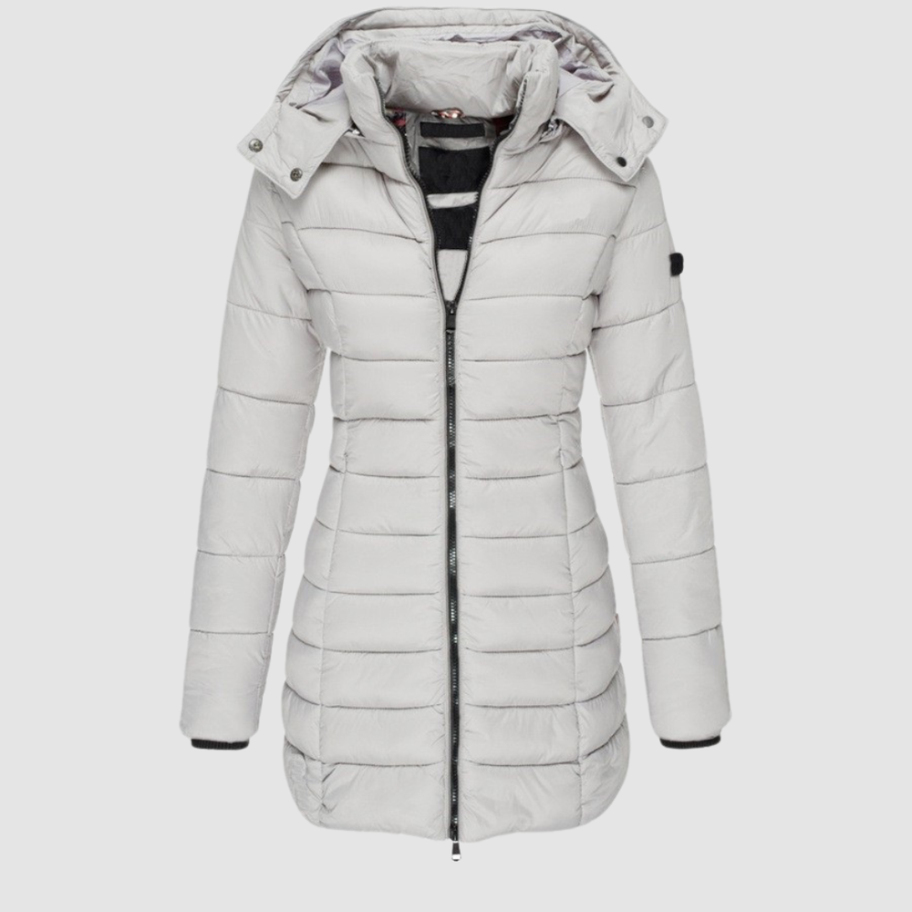 Valdine | Women's Hooded Mid-Length Puffer Jacket - Dark Grey - Image 2