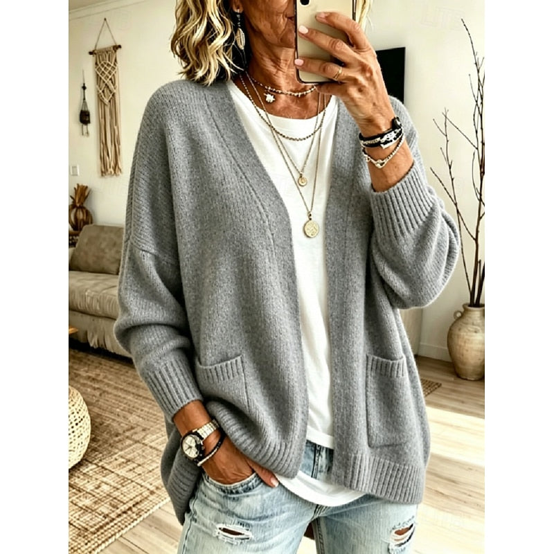 Vantelle | Women's Open Front Cardigan Sweater - Pink - Image 2