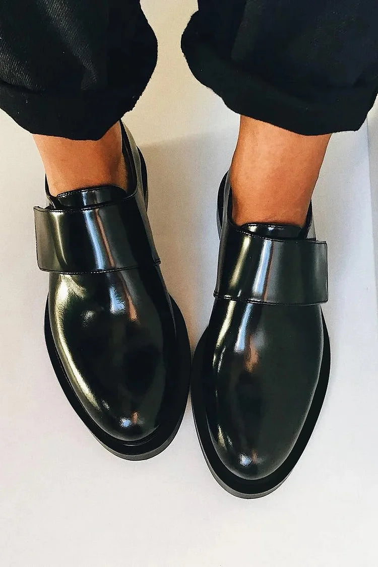 Veldara | Women's Black Strap Loafers - Black - Image 1