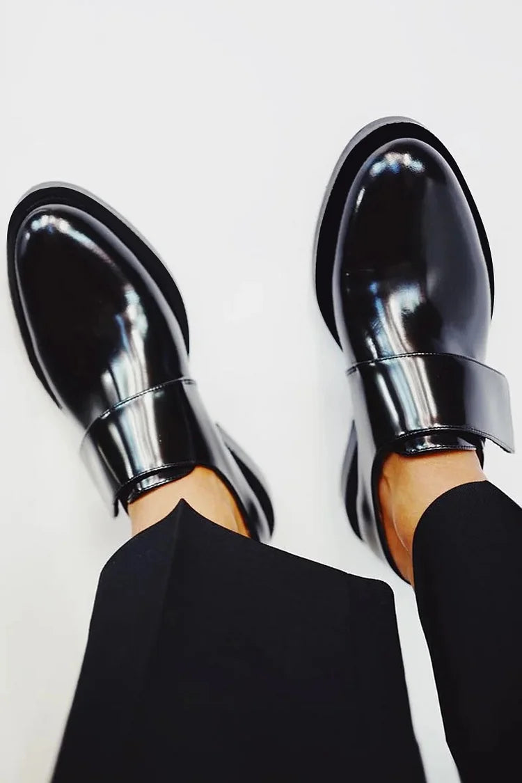 Veldara | Women's Black Strap Loafers - Black - Image 2