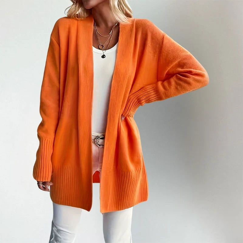 Veldrane | Women's Open Front Cardigan Sweater - Orange - Image 1