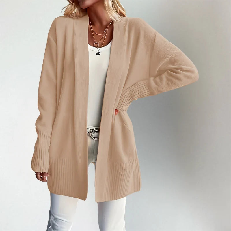 Veldrane | Women's Open Front Cardigan Sweater - Orange - Image 2