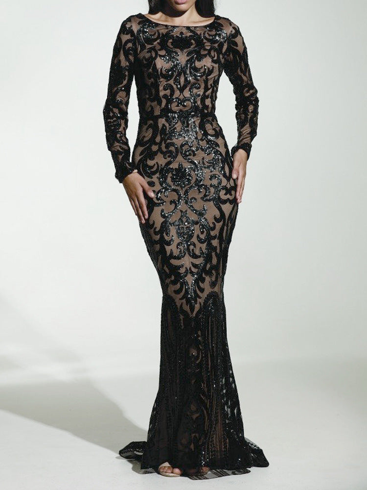 Veldresse | Women's Sequin Party Maxi Dress - Black - Image 1