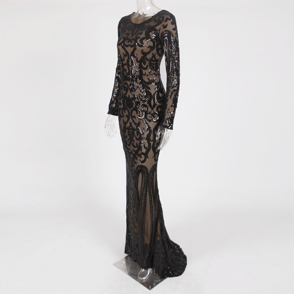 Veldresse | Women's Sequin Party Maxi Dress - Black - Image 2