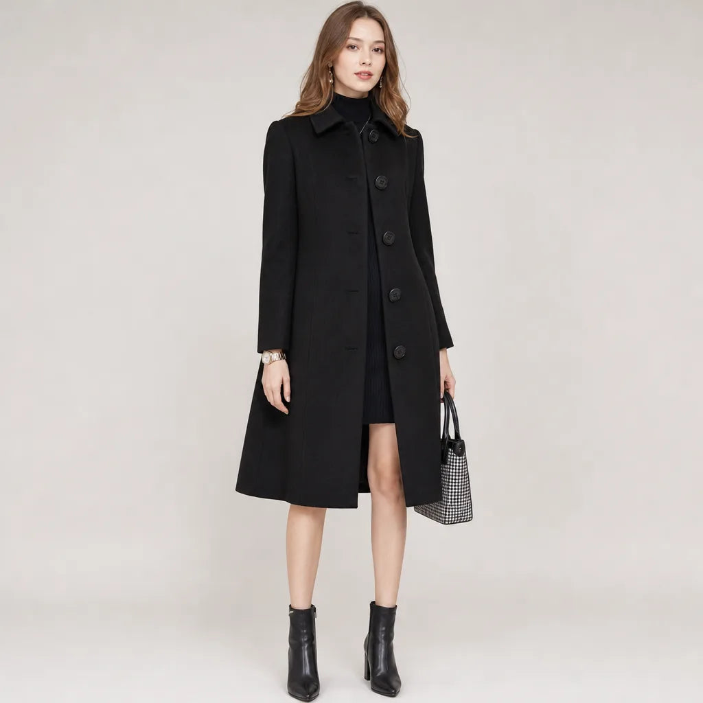 Veldris | Women's Trench Coat Winter Coat - Black - Image 1