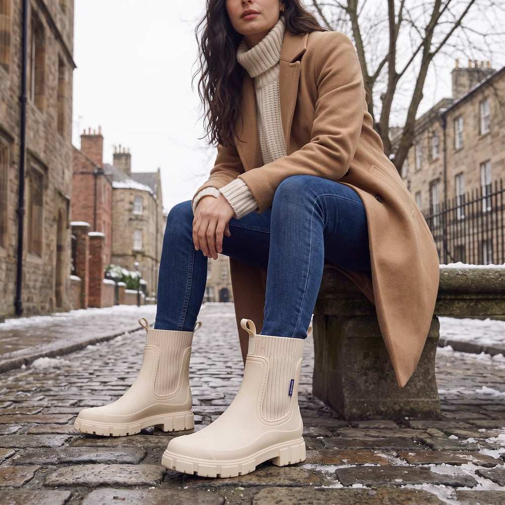 Velmara | Women's Chelsea Ankle Boots Waterproof - Cream - Image 2