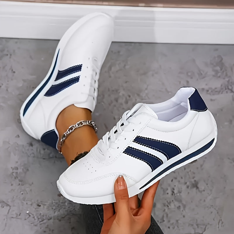 Velmira | Women's Orthopedic Sneakers Striped - White - Image 1