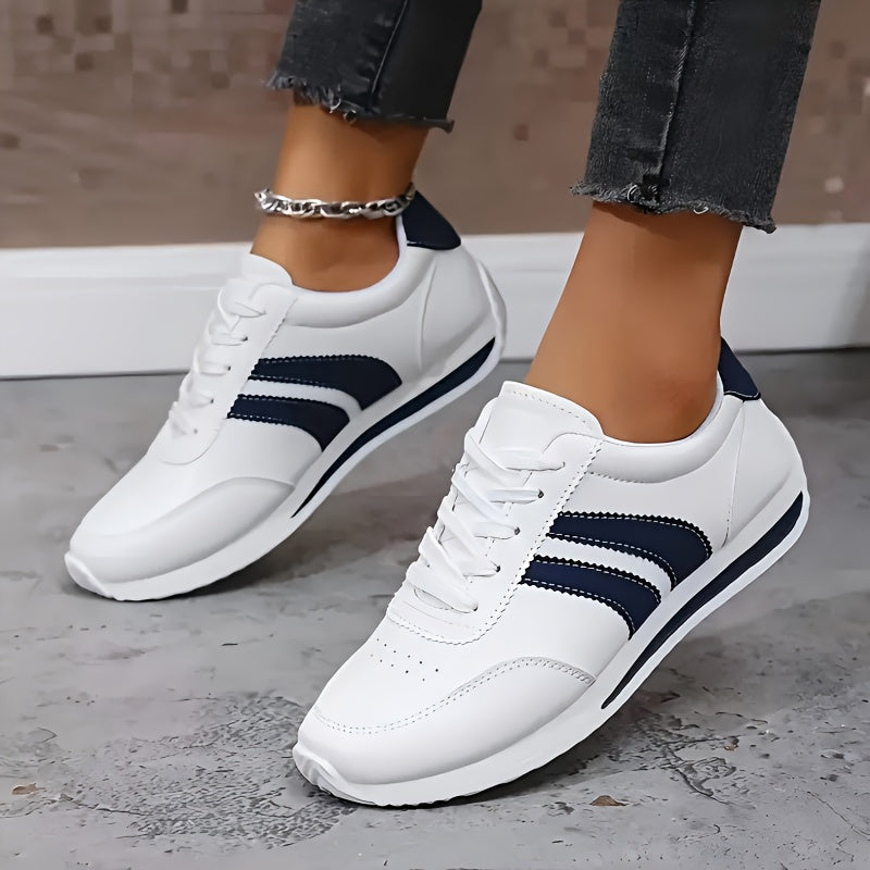 Velmira | Women's Orthopedic Sneakers Striped - White - Image 2
