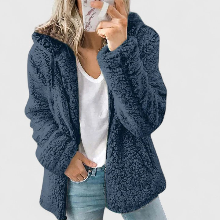 Velnara | Women's Teddy Fleece Open Front Jacket - Image 1