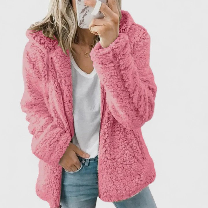 Velnara | Women's Teddy Fleece Open Front Jacket - Image 2