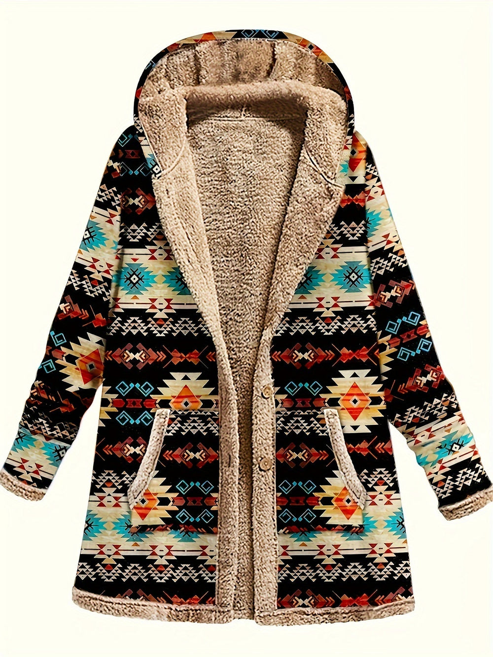 Velnith | Women's Aztec Print Hooded Winter Coat - Image 2