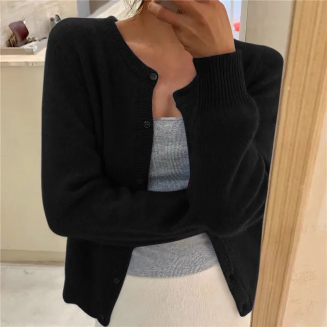 Vespine | Women's Knit Button-Front Cardigan - Grey - Image 2