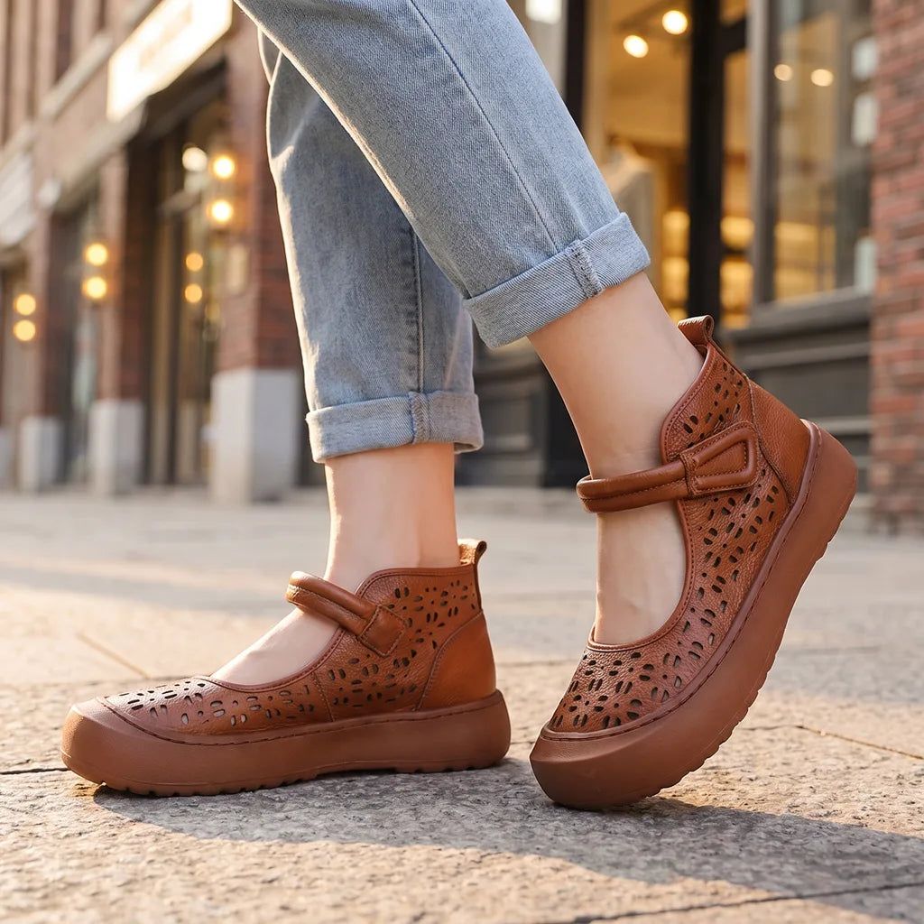 Vornwick | Women's Orthopedic Sneakers Cutout Platform - Brown - Image 1