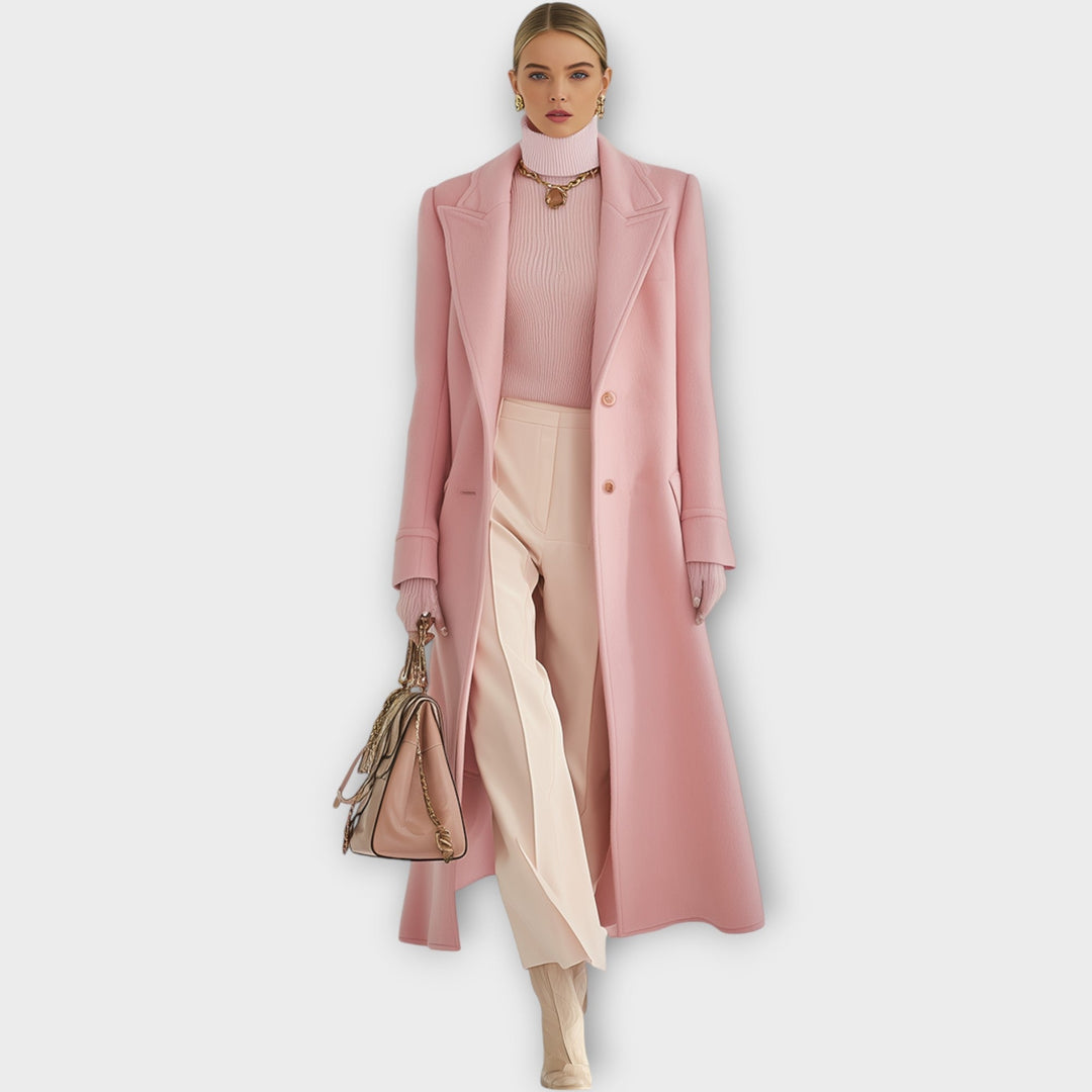 Vorrelle | Women's Tailored Long Winter Coat - Pink - Image 1