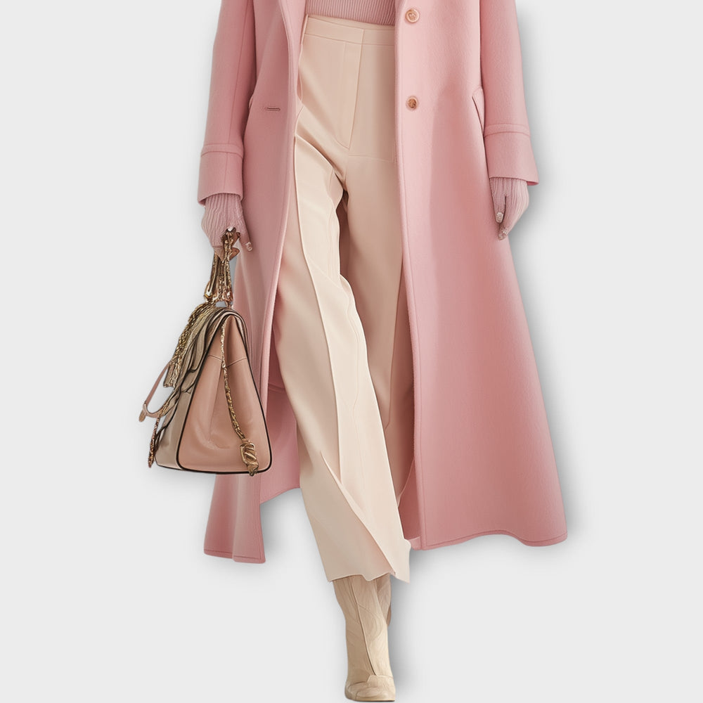 Vorrelle | Women's Tailored Long Winter Coat - Pink - Image 2