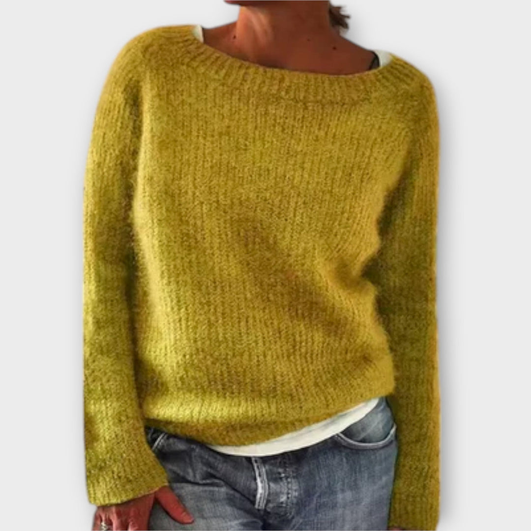 Vorrelyn | Women's Relaxed Fit Knit Pullover Sweater - Mustard - Image 1