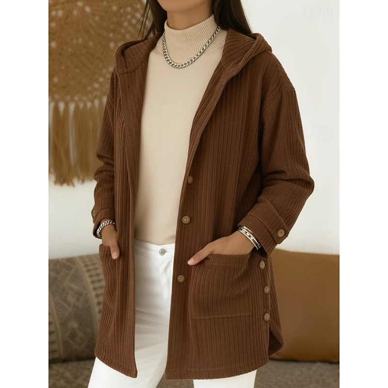 Vosslyn | Women's Hooded Cardigan Coat - Brown - Image 1