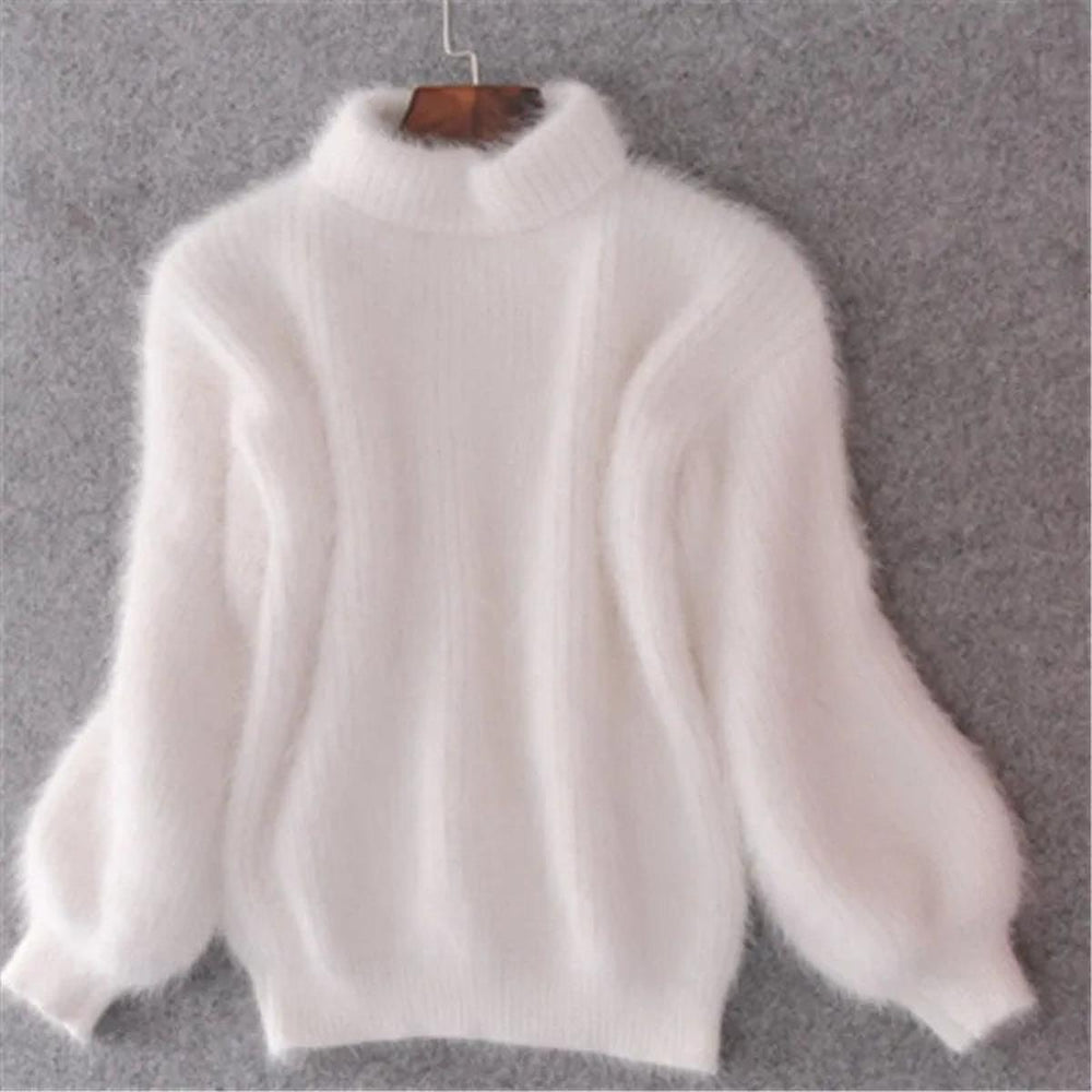 Vrenova | Women's Fluffy Turtleneck Sweater - Baby Blue - Image 2