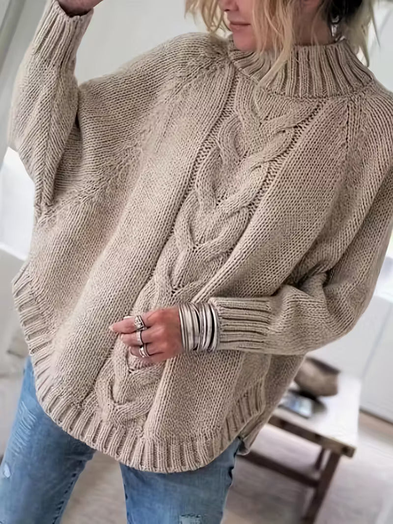 Vrenwyn | Women's Chunky Cable Knit Oversized Sweater - Beige - Image 1