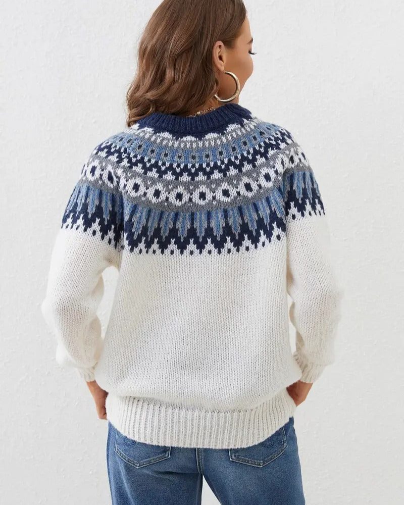 Wrenara | Women's Fair Isle Christmas Sweater - Cream - Image 2