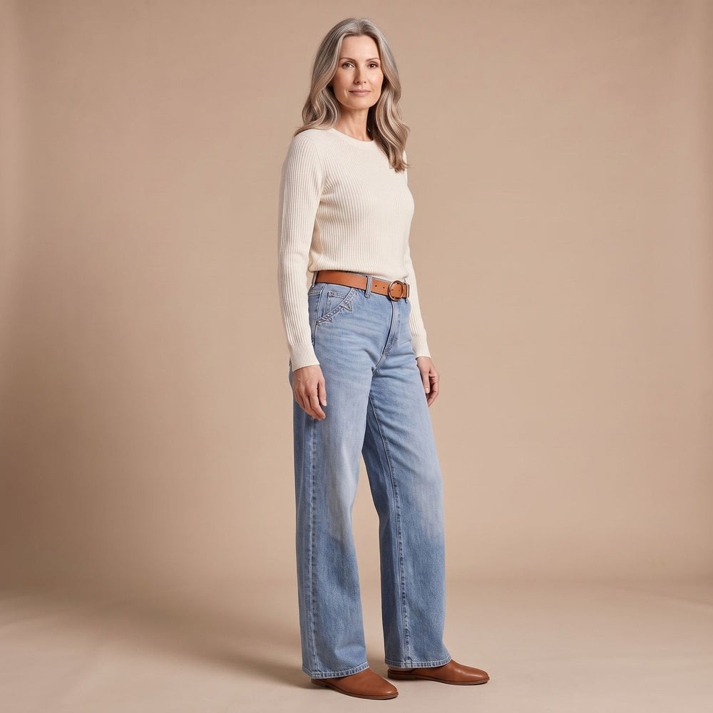Wrenfall | Women's Baggy High-Waist Wide Leg Jeans - Light Blue - Image 2