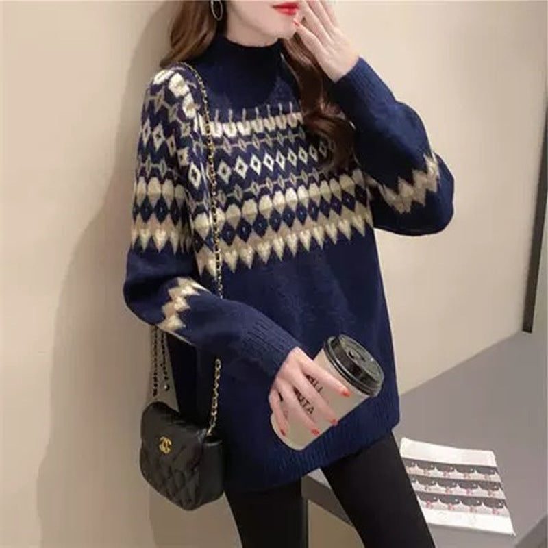 Wrenova | Women's Christmas Fair Isle Sweater - Navy - Image 1