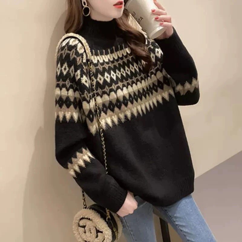 Wrenova | Women's Christmas Fair Isle Sweater - Navy - Image 2