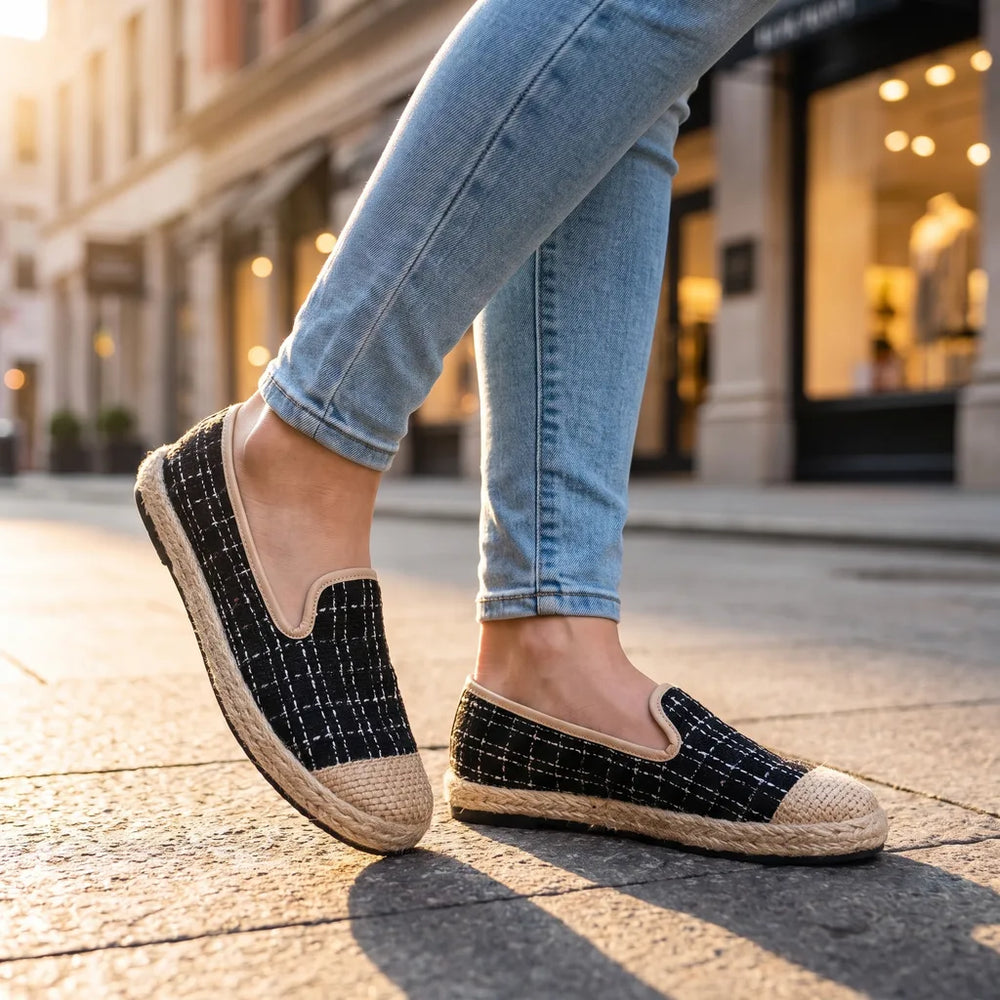 Wrenova | Women's Espadrille Slip-On Loafer Flat - Cream - Image 2