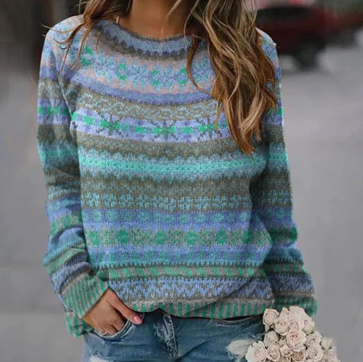 Wrenova | Women's Fair Isle Christmas Sweater Crew Neck - Image 1