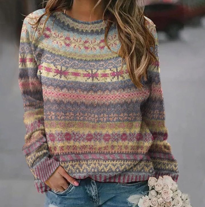 Wrenova | Women's Fair Isle Christmas Sweater Crew Neck - Image 2