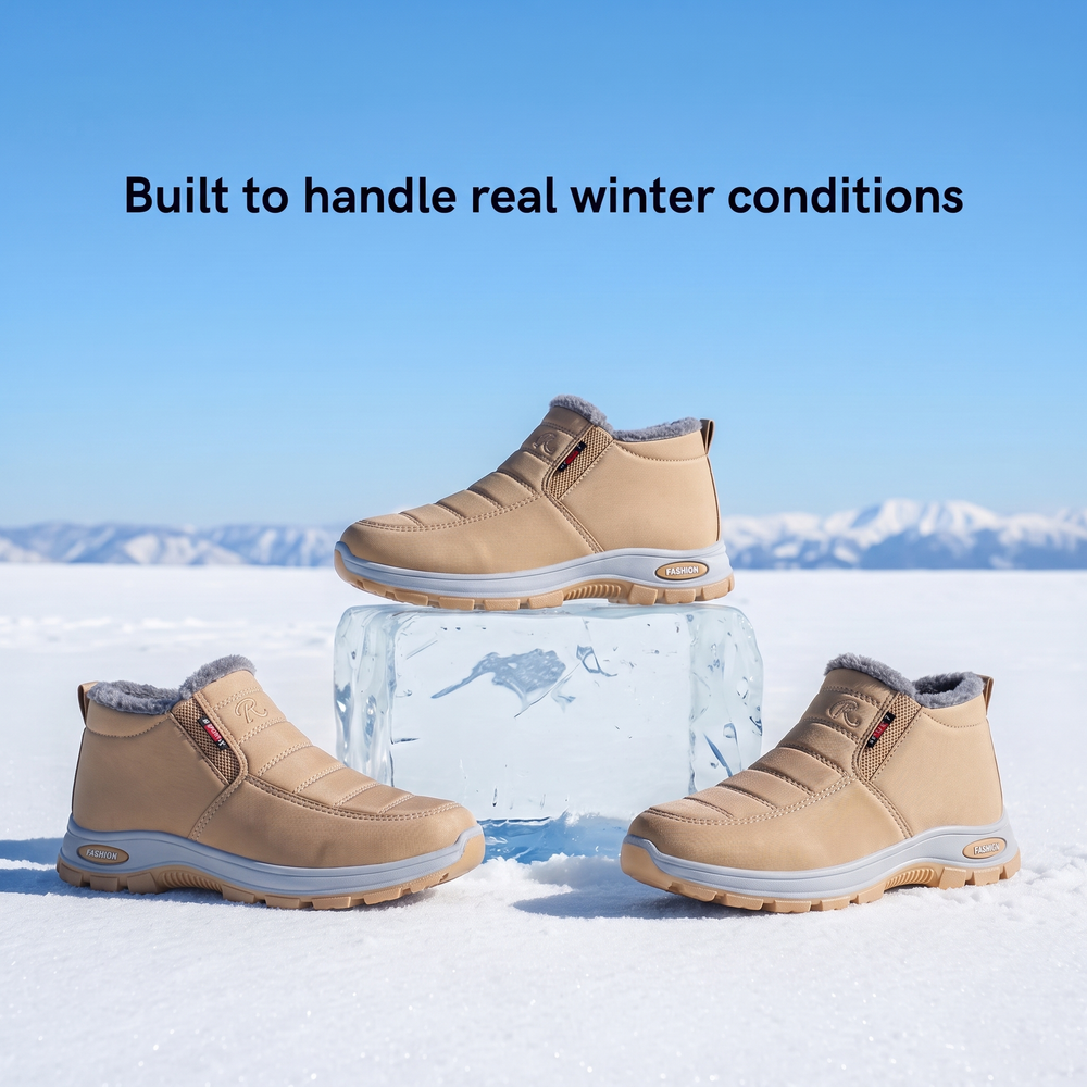 Wrenova | Women's Fleece-Lined Slip-On Winter Boots - Beige - Image 2
