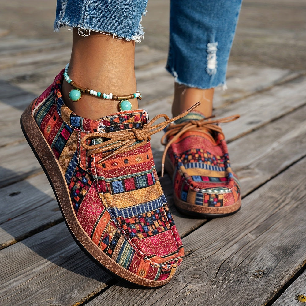 Wrenova | Women's Orthopedic Sneakers Boho Patchwork - Image 2