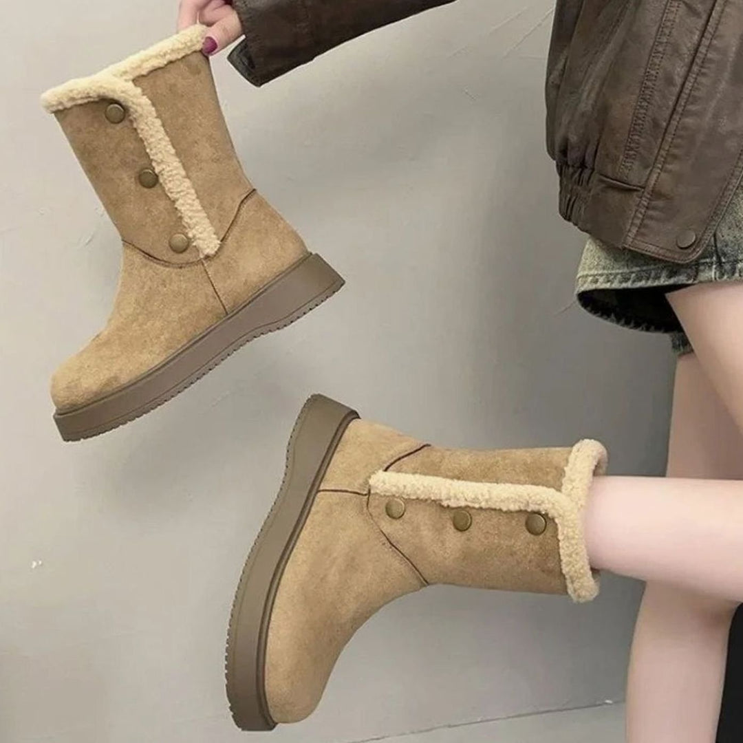 Wrenova | Women's Winter Snow Boots Sherpa-Lined - Camel - Image 1