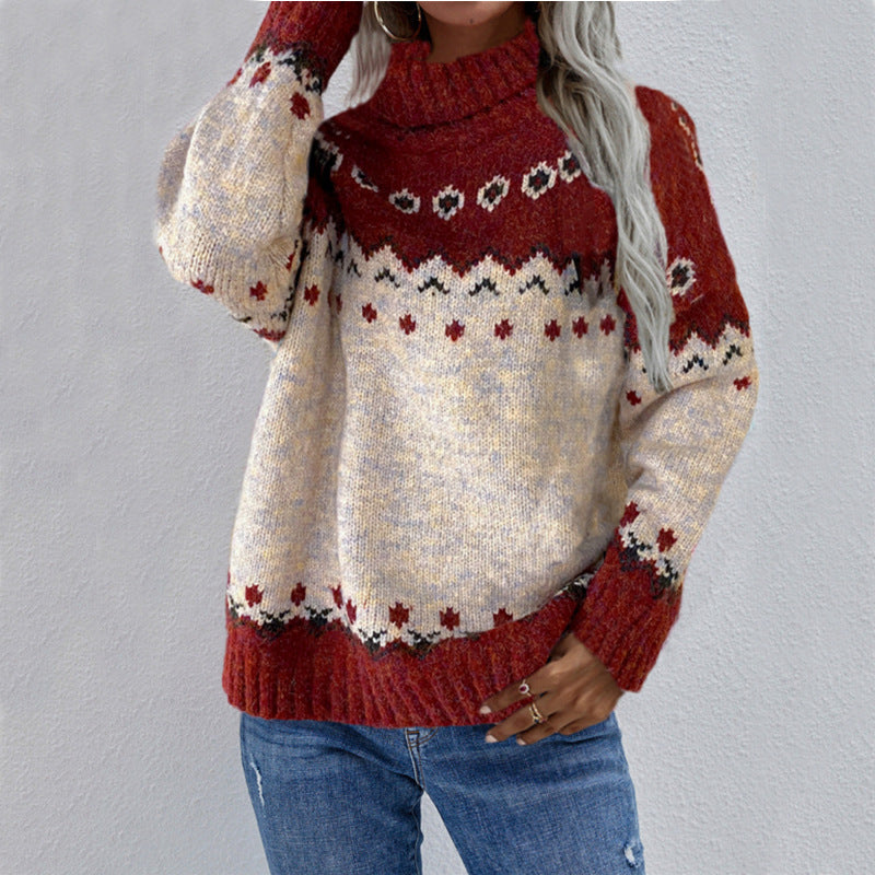 Wyndra | Women's Christmas Fair Isle Turtleneck Sweater - Image 1