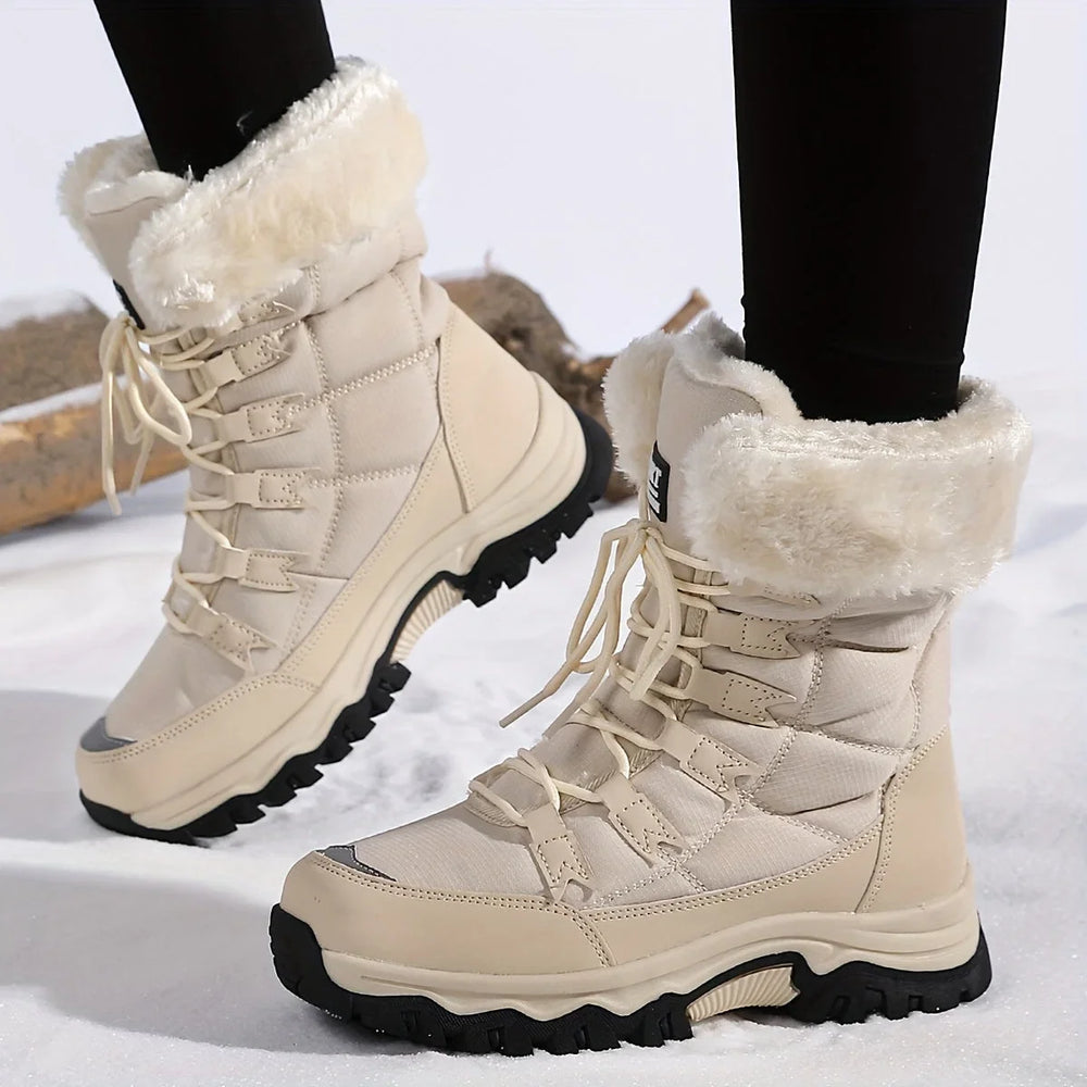 Zarvelle | Women's Waterproof Winter Snow Boots - Cream - Image 2