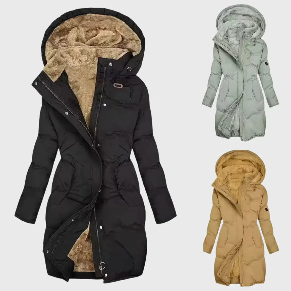 Zilvara | Women's Hooded Puffer Jacket - Black - Image 2