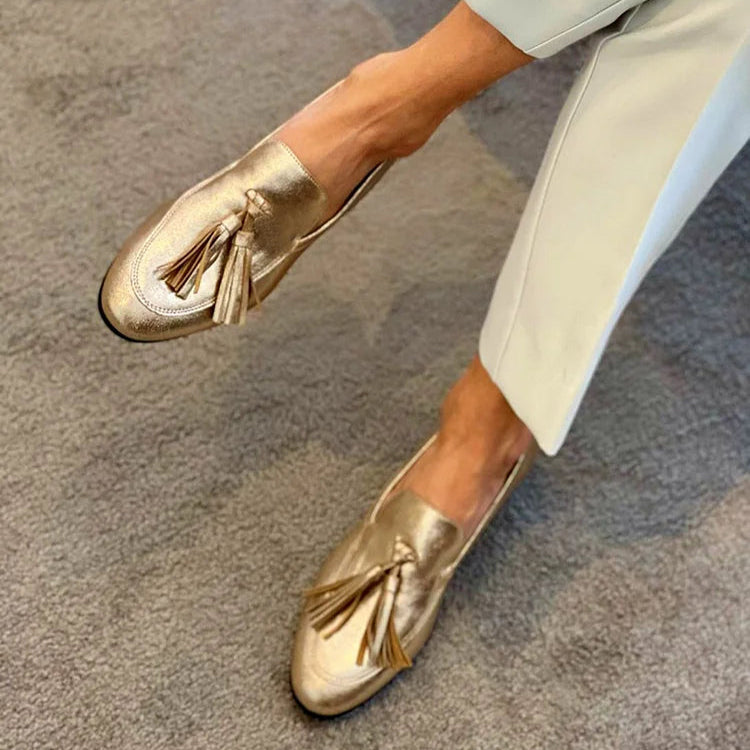 Zindel | Women's Gold Tassel Loafers - Gold - Image 1