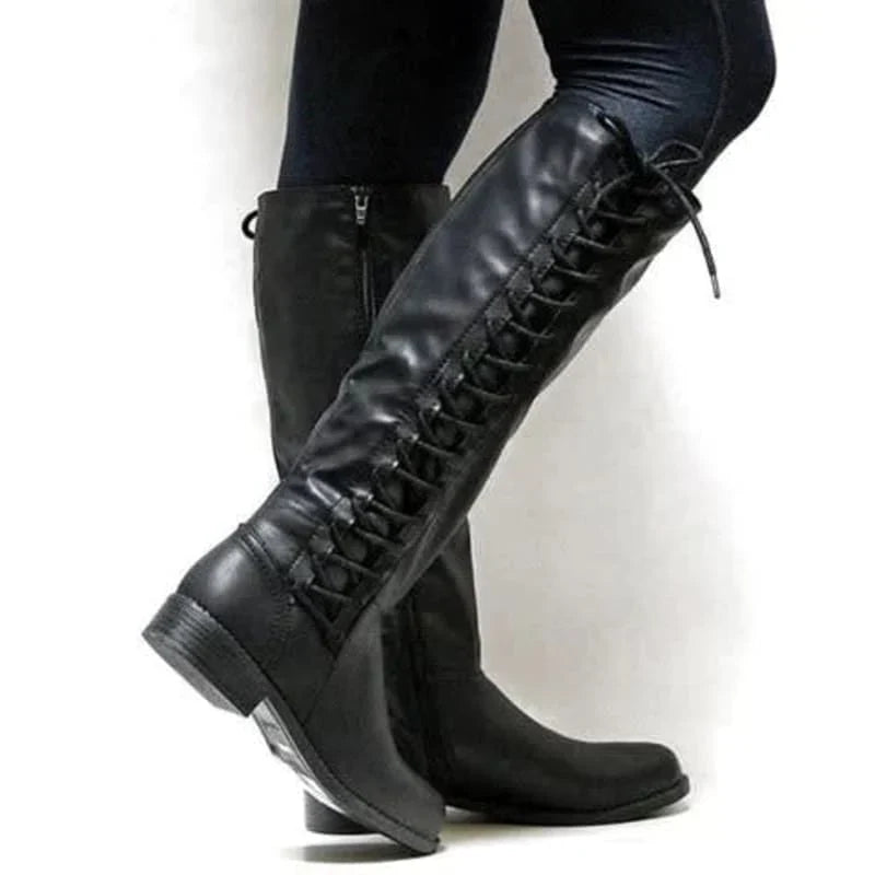 Zolvara | Women's Knee High Lace-Up Boots - Image 1