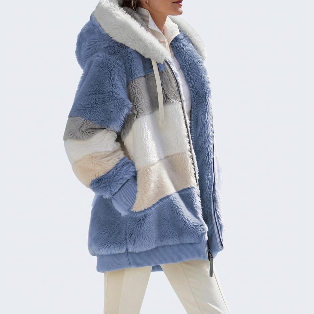 Zolvenne | Women's Hooded Sherpa Puffer Jacket - Image 1
