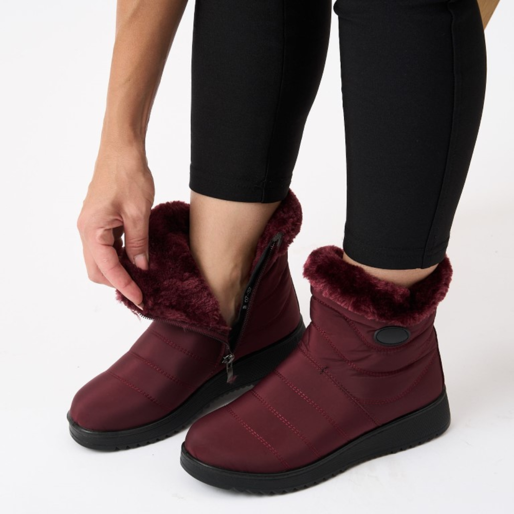 Zolvira | Women's Waterproof Winter Boots with Fur Cuff - Black - Image 2